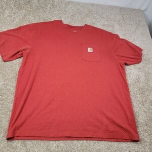 Carhartt Mens Pocket T Shirt 2XL Red Loose Fit Short Sleeve Casual Top